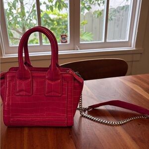 Pink Crocodile-Embossed Handbag